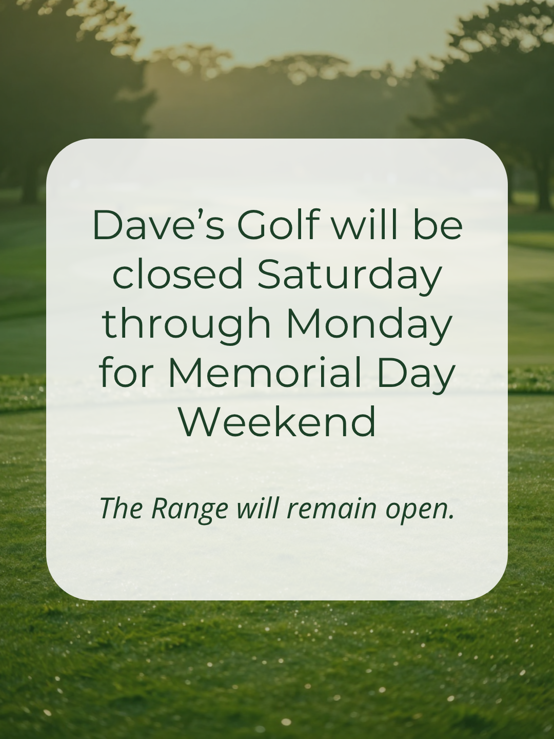 Golf Labor Day Weekend Modal Banner